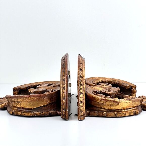 PAIR OF GILT WOOD WALL SHELVES BRACKETS ITALIAN FLORENTINE ROCOCO GOLD GILT - Picture 2 of 16